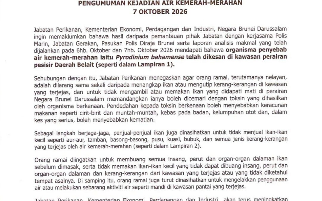 Pengumuman Kejadian Air Kemerah-merahan